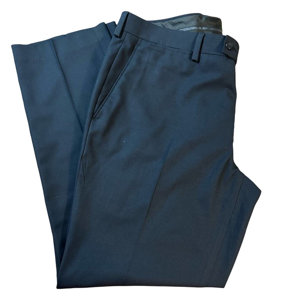 Nordstrom Rack Men's Flat-Front Black Dress Pants Tapered Leg Size 36x30